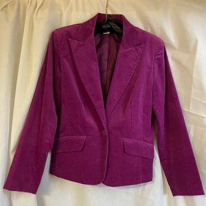 Hearts of Palm Magenta ladies cotton velveteen blazer; size 8